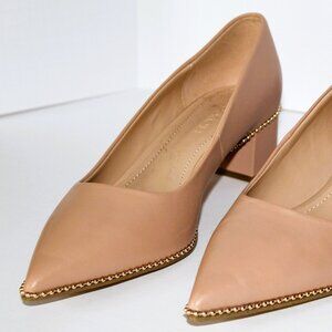 Coach Willa nude leather pumps,  nailshead trim, excellent condition, size 10